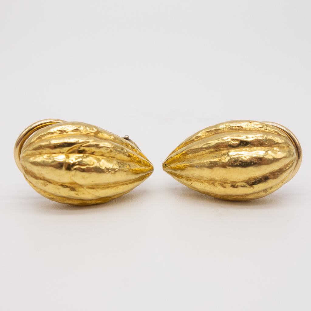 Almond Shaped Clip Back Earrings in 18K Yellow Gold (1 of 3)