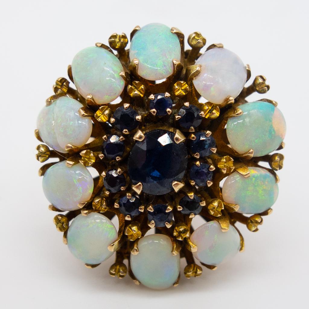 14K Rose Gold Australian Opal Sapphire Cocktail Ring (1 of 4)