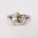 Antique Pt 2.93ct Old European Diamond Sapphire Ring