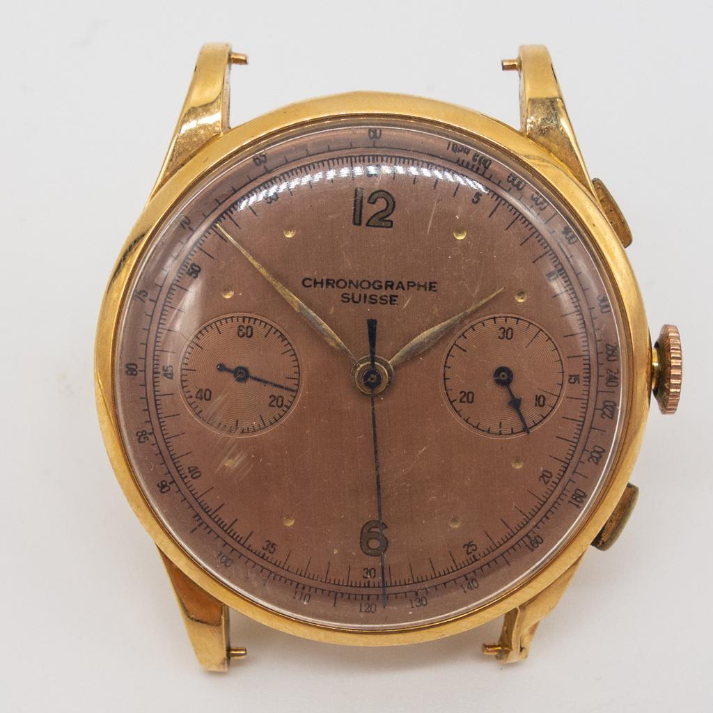 Swiss 18K Rose Gold Chronograph Watch for Restoration (1 of 3)
