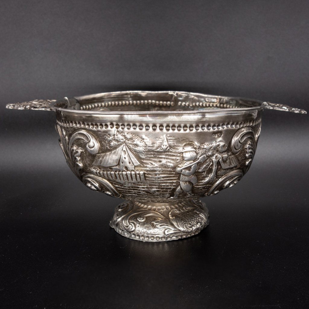 Antique Dutch Export .930 Silver Landscape Brandy Bowl (1 of 5)