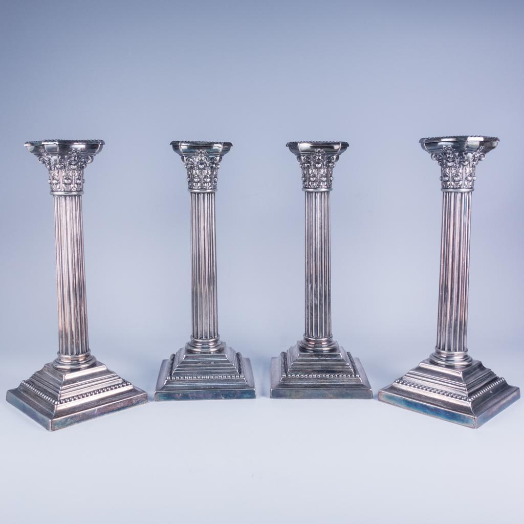 Set 4 Gorham Silver SP Corinthian Column Candlesticks (1 of 6)