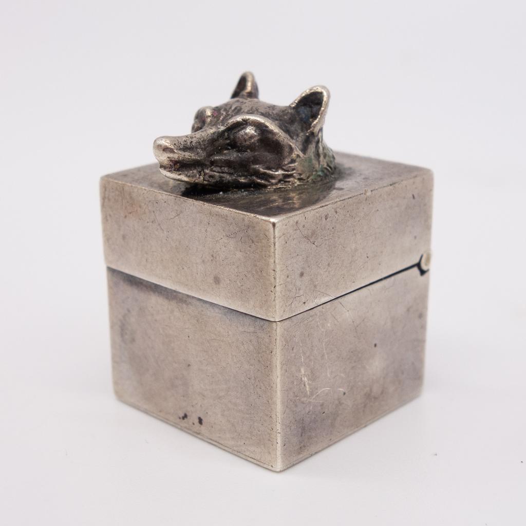 Uncommon Tiffany Sterling Silver Fox Head Pill Box (1 of 6)