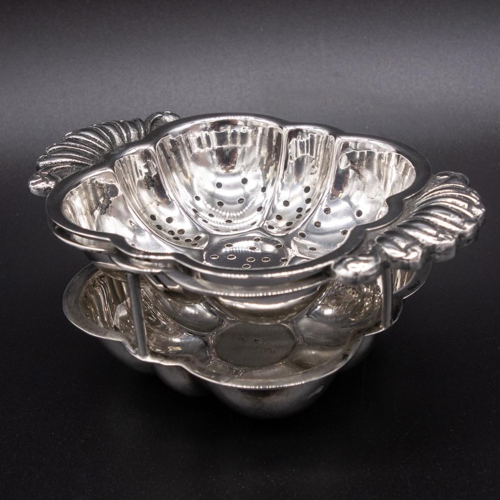 Antique Italian 800 Silver Tea Strainer on Stand (1 of 6)