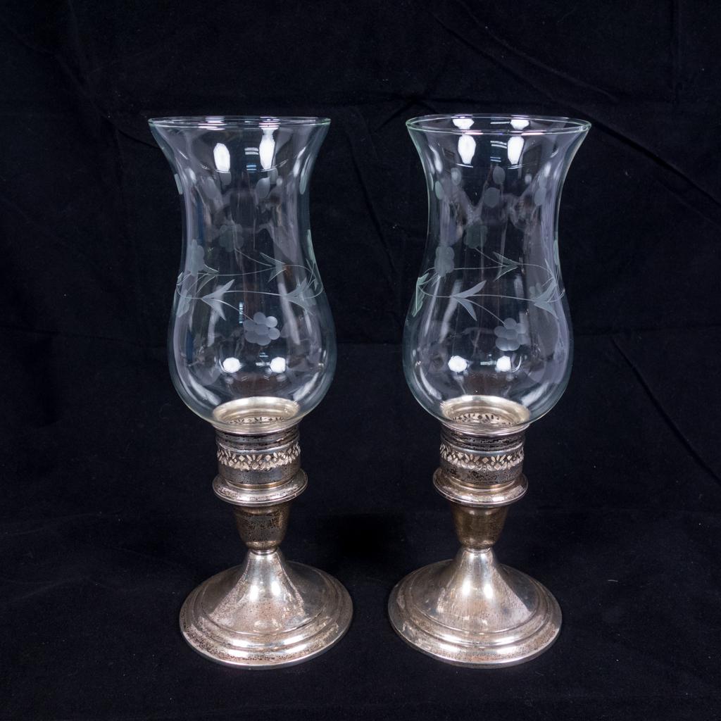 Vintage Gorham Sterling Silver Hurricane Candle Holders