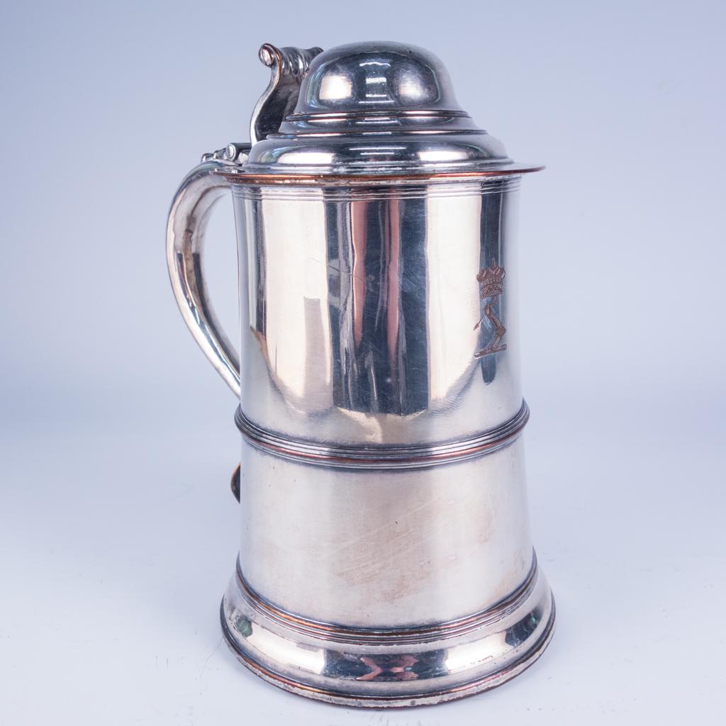 Antique 19c Sheffield Silver SP Heraldic Tankard (1 of 5)
