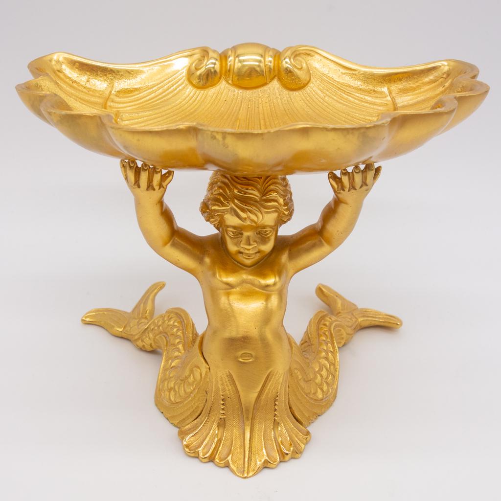 Vintage Sherle Wagner Gilded Mermaid w Shell Soap Dish (1 of 5)