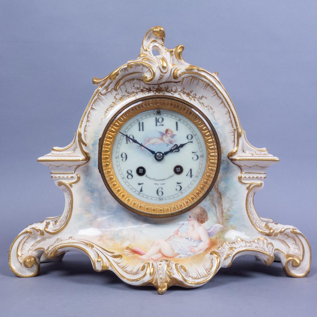 Royal Bonn French Mvt Cupid Hand Painted Mantel Clock (1 of 7)