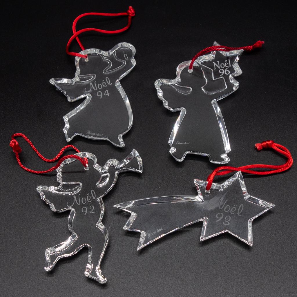 Lot Four Baccarat Crystal Christmas Holiday Ornaments 2 (1 of 6)