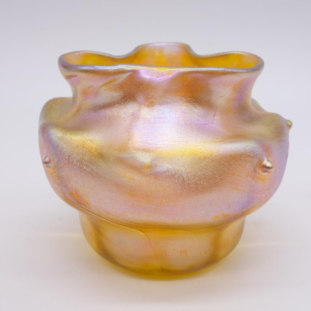 Unusual Prunted Tiffany Favrile Art Glass Cabinet Vase (1 of 6)