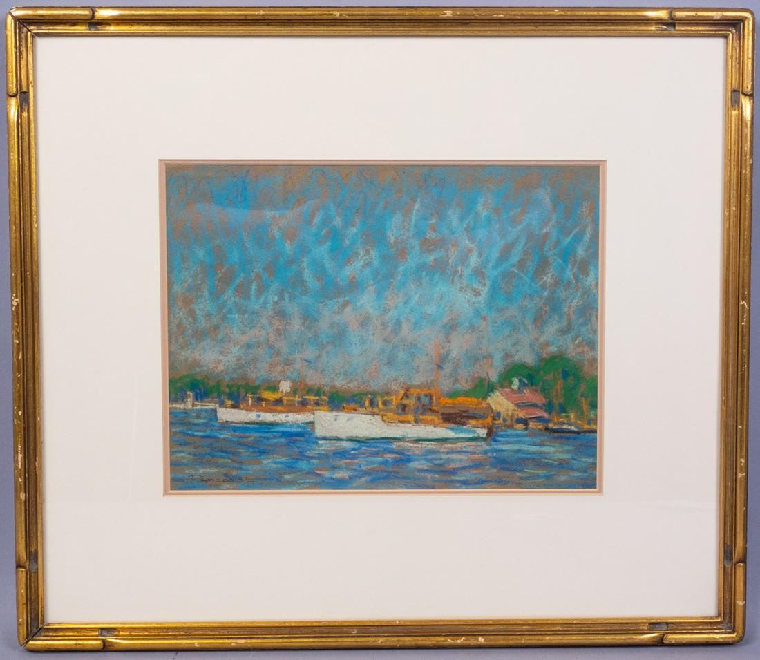Morris Hall Pancoast Pastel Drawing Boats in Water (1 of 4)