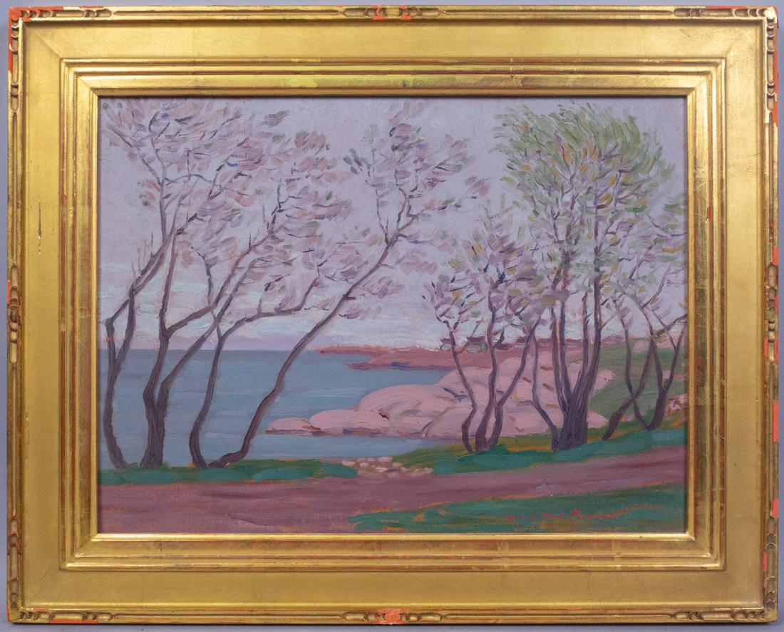 Signed Morris Hall Pancoast Coastal Scene Oil Painting (1 of 4)