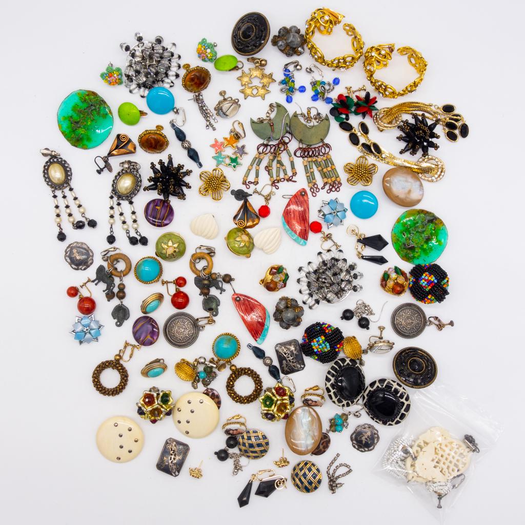 Vintage Lot 50 Prs Earrings w Miriam Haskell, Sterling (1 of 2)