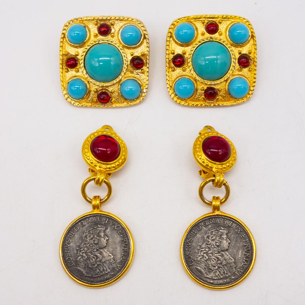 Vintage Lot 2 Pairs Earrings incl Ben-Amun and VRBA (1 of 4)