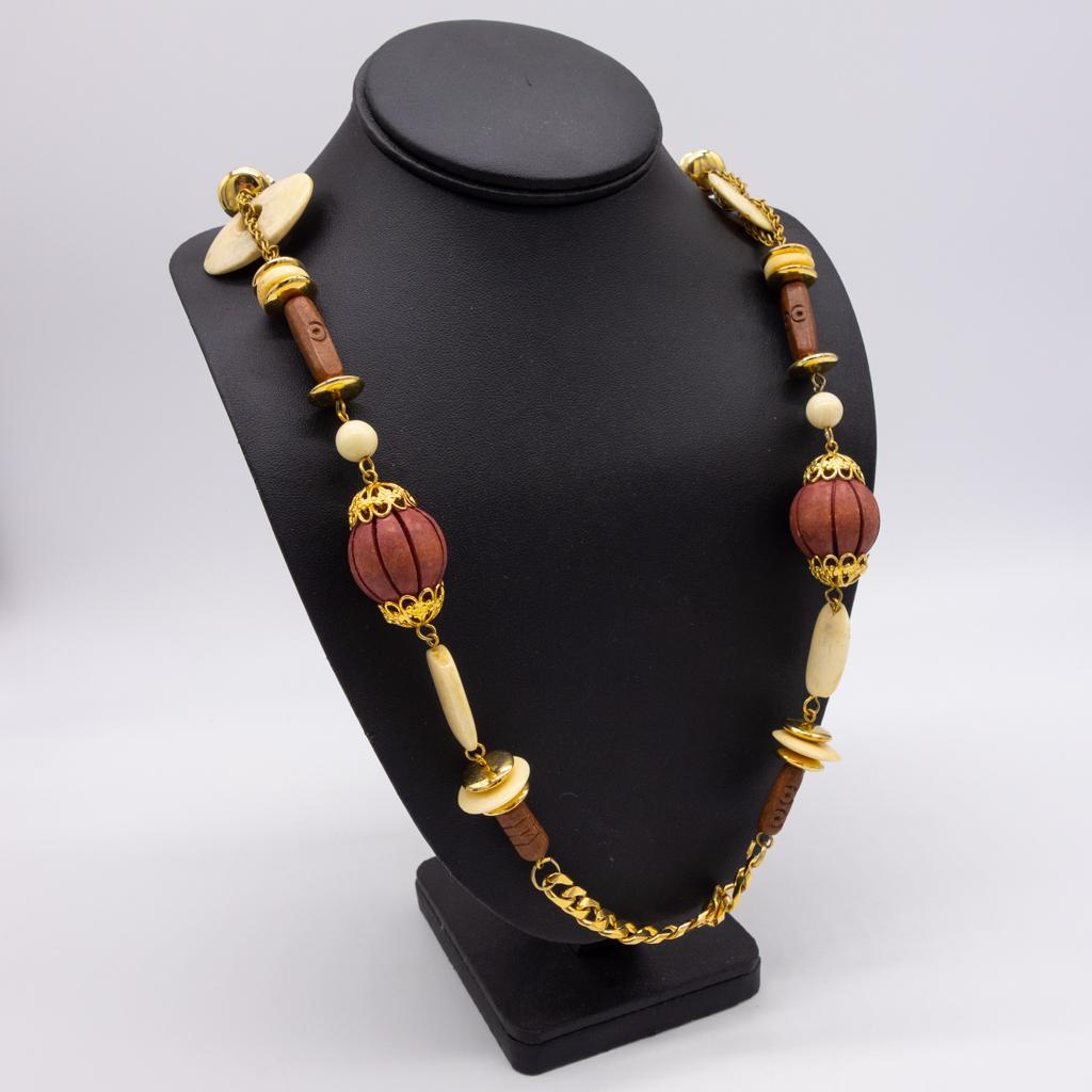Mid Century Lawrence VRBA Wood Bead Shell Necklace (1 of 2)