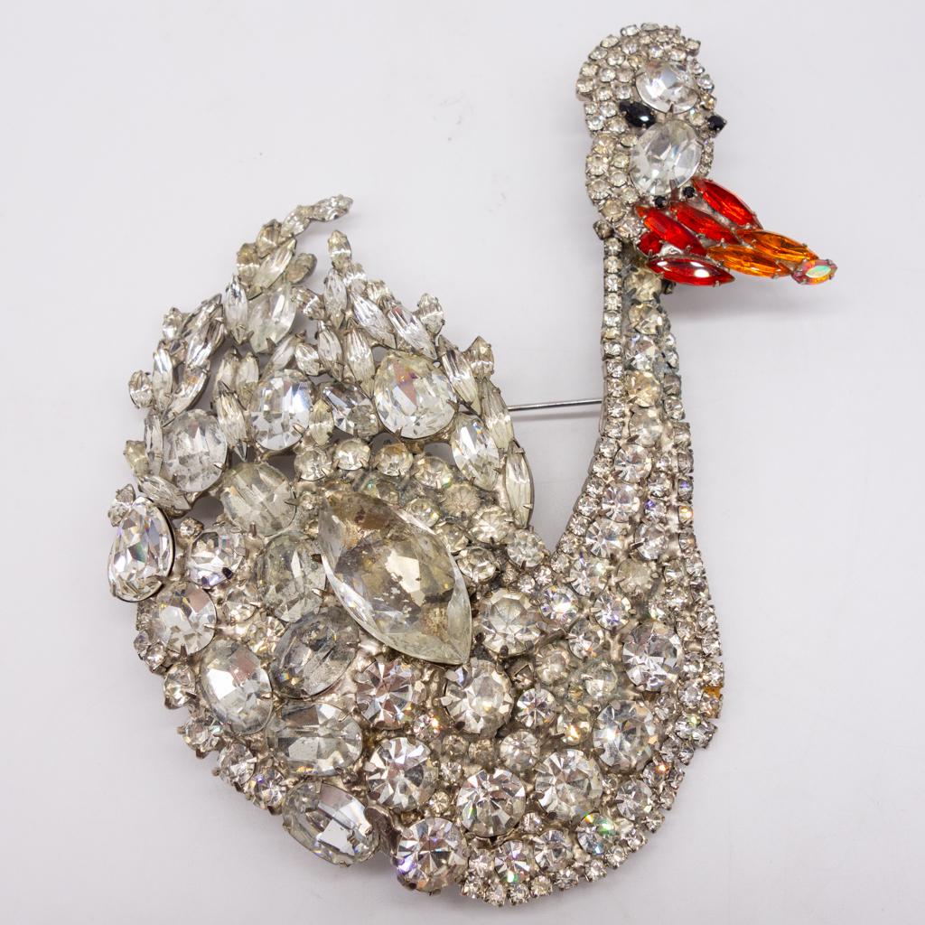 David Mandel The Show Must Go On! Jeweled Swan Brooch (1 of 3)