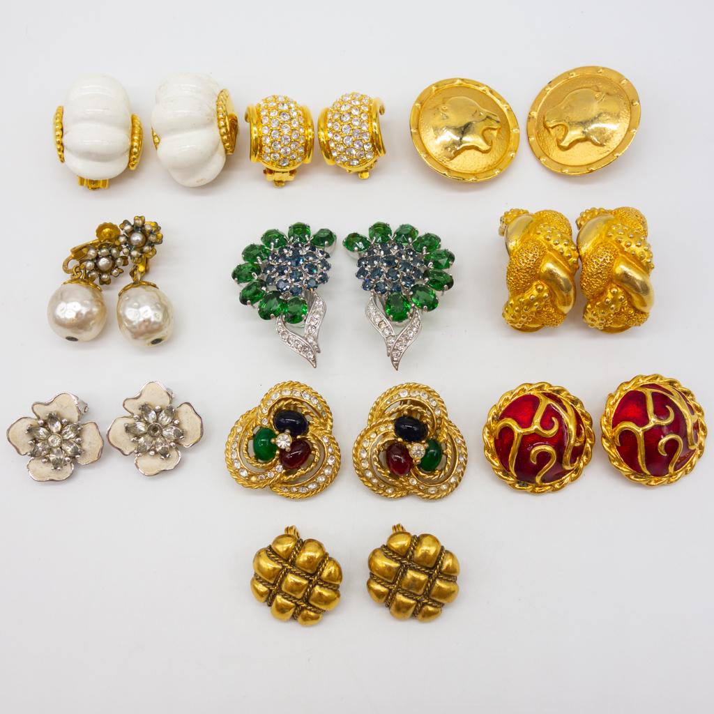 Vintage Lot 10 Fashion Earrings YVS, Miriam Haskell (1 of 7)