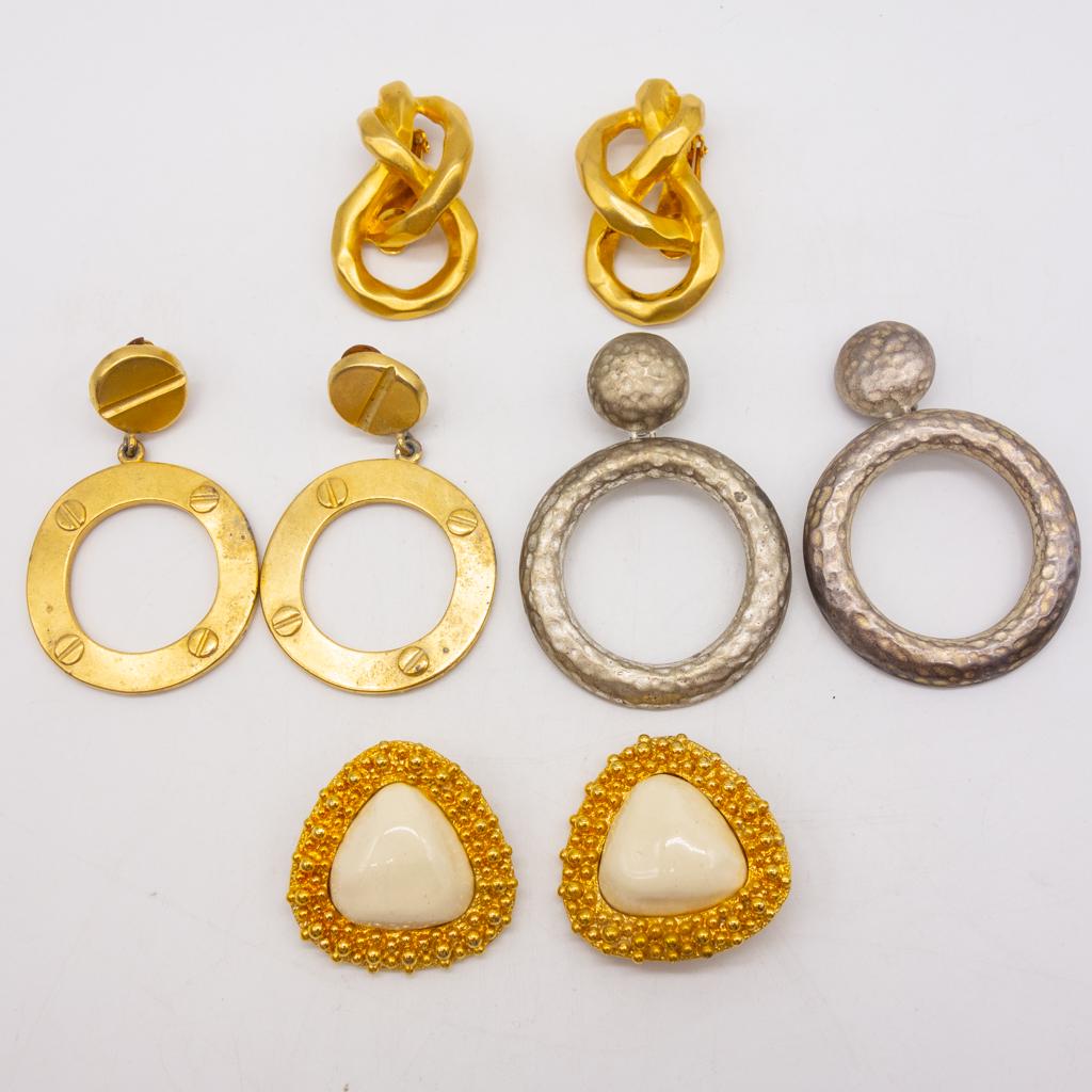 Vintage 4 Pairs Designer Earrings incl Erwin Pearl (1 of 3)