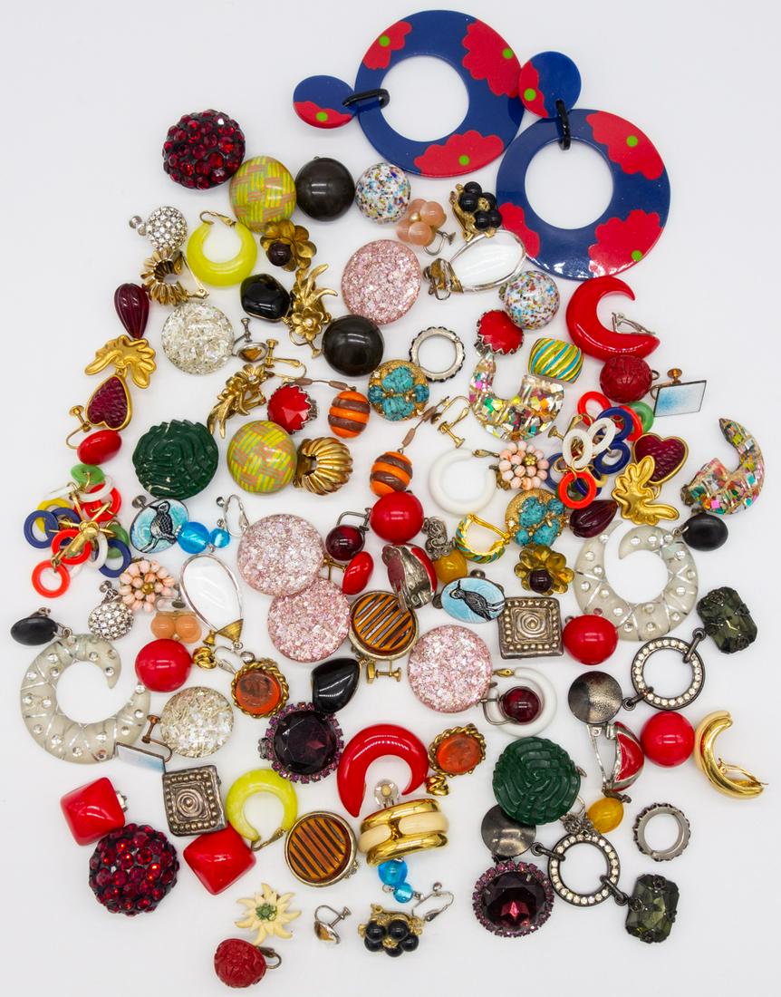 Vintage Lot 50 Pairs Earrings incl Givenchy, Enamel (1 of 2)