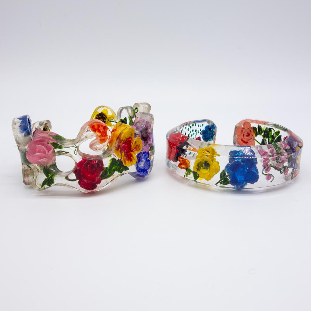 Vintage Joyce Francis Reverse Carved Painted Bracelets (1 of 3)