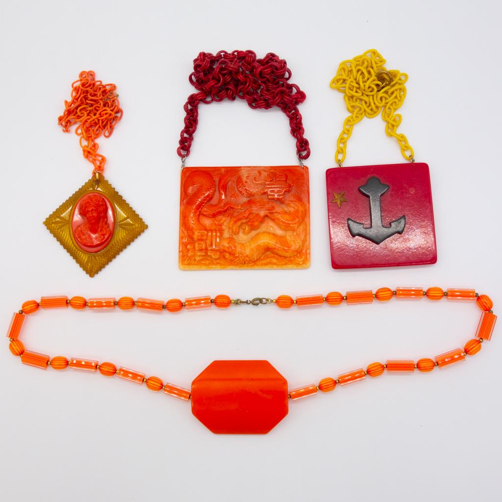 Lot 4 Mid Century Bakelite Plastic Necklaces (1 of 1)