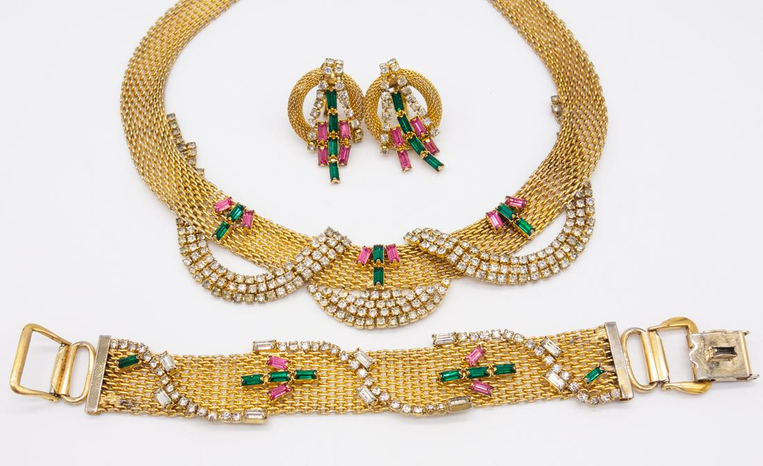 Vintage Hobe Mesh Necklace Earrings Bracelet Suite (1 of 4)