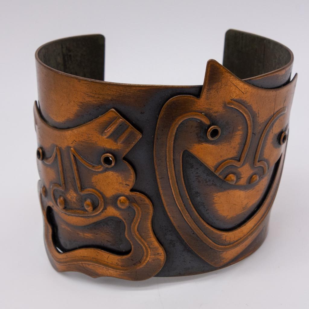 Rebajes Copper Drama Comedy Tragedy Mask Cuff Bracelet (1 of 2)