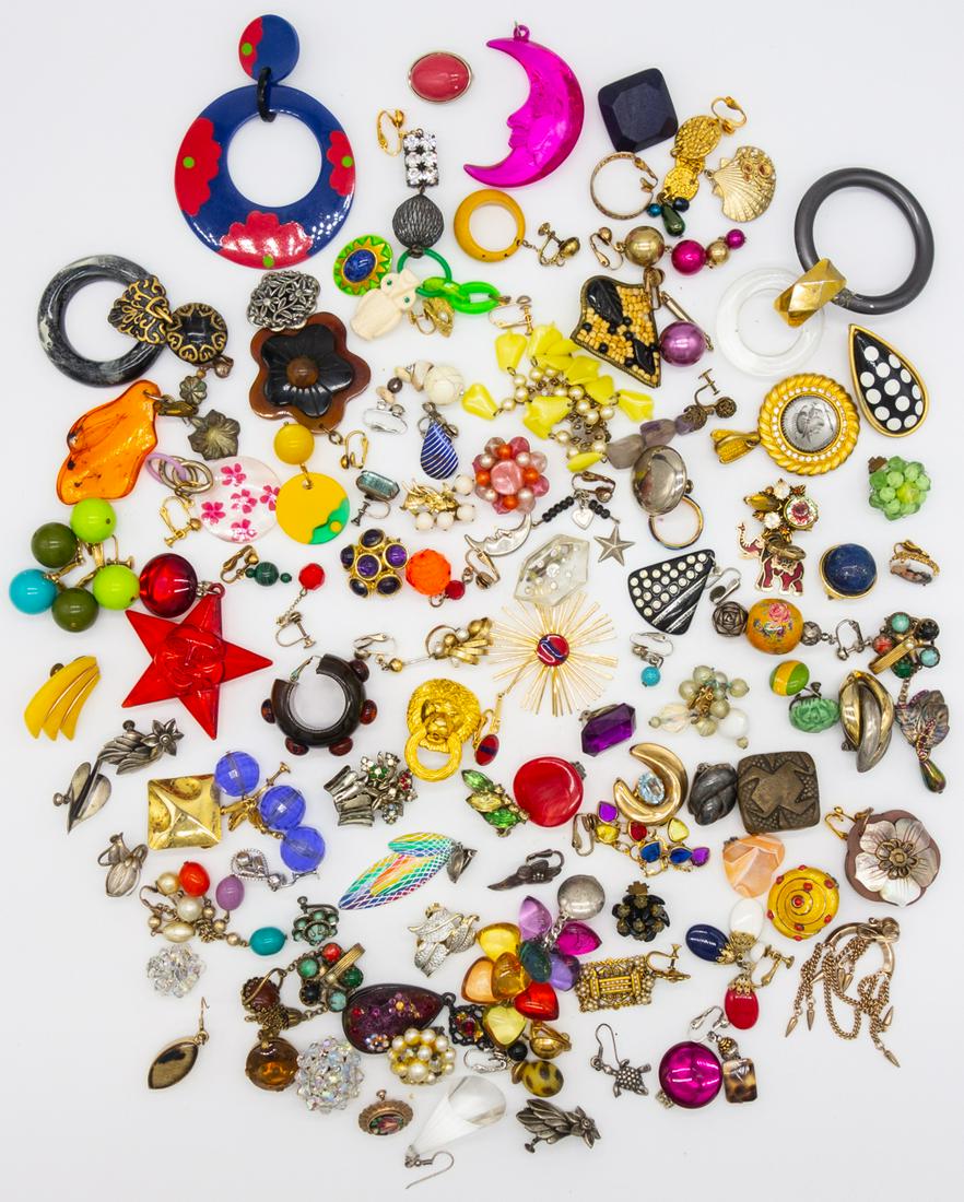 Vintage Lot 100 Single Earrings incl KJL, 925 Silver (1 of 2)