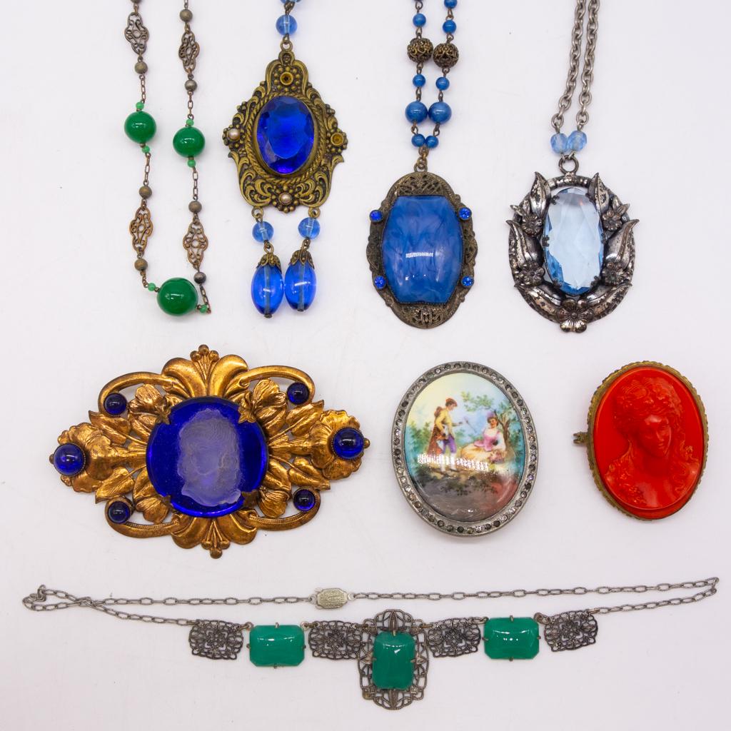 Vintage Lot Necklaces, Brooches incl Enamel, Cameo (1 of 1)