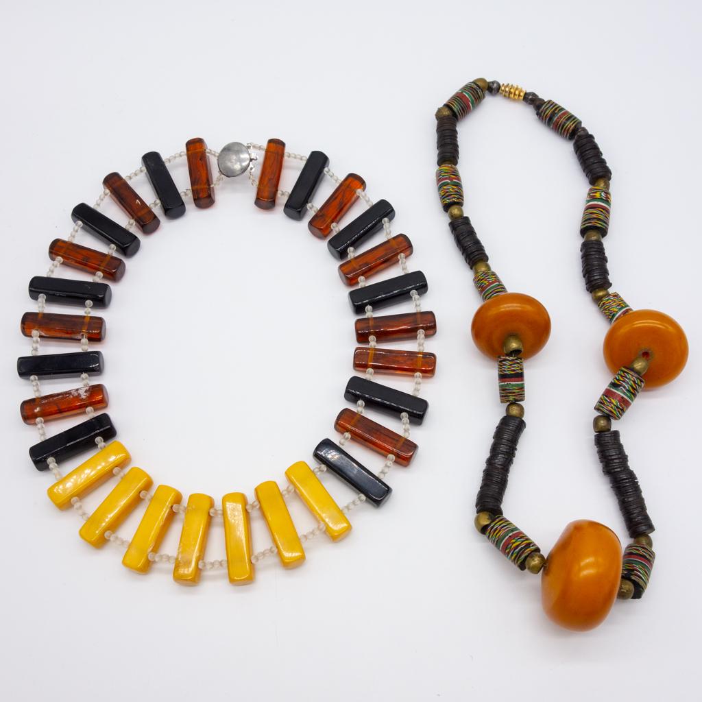 Vintage Lot of 2 Tribal Motif Beaded Necklaces (1 of 1)