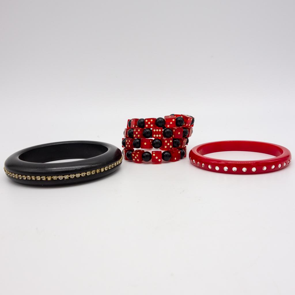 Vintage Bakelite Bracelets incl Jeweled, Gambling (1 of 1)