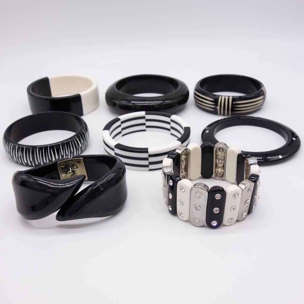 Lot 8 Vintage Black and White Bracelets incl Zebra (1 of 1)