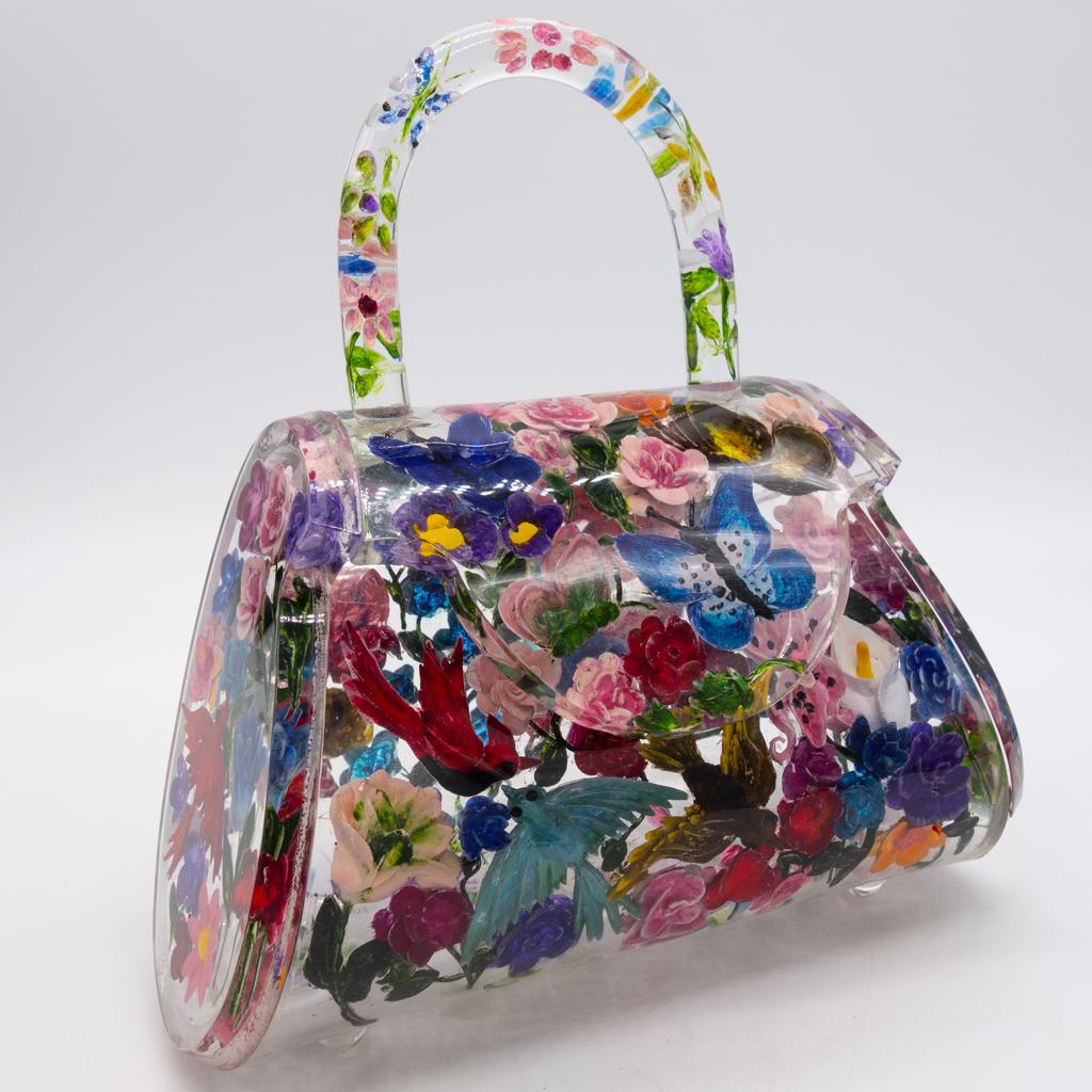 Joyce Francis Acrylic Reverse Carved Painted Purse (1 of 4)