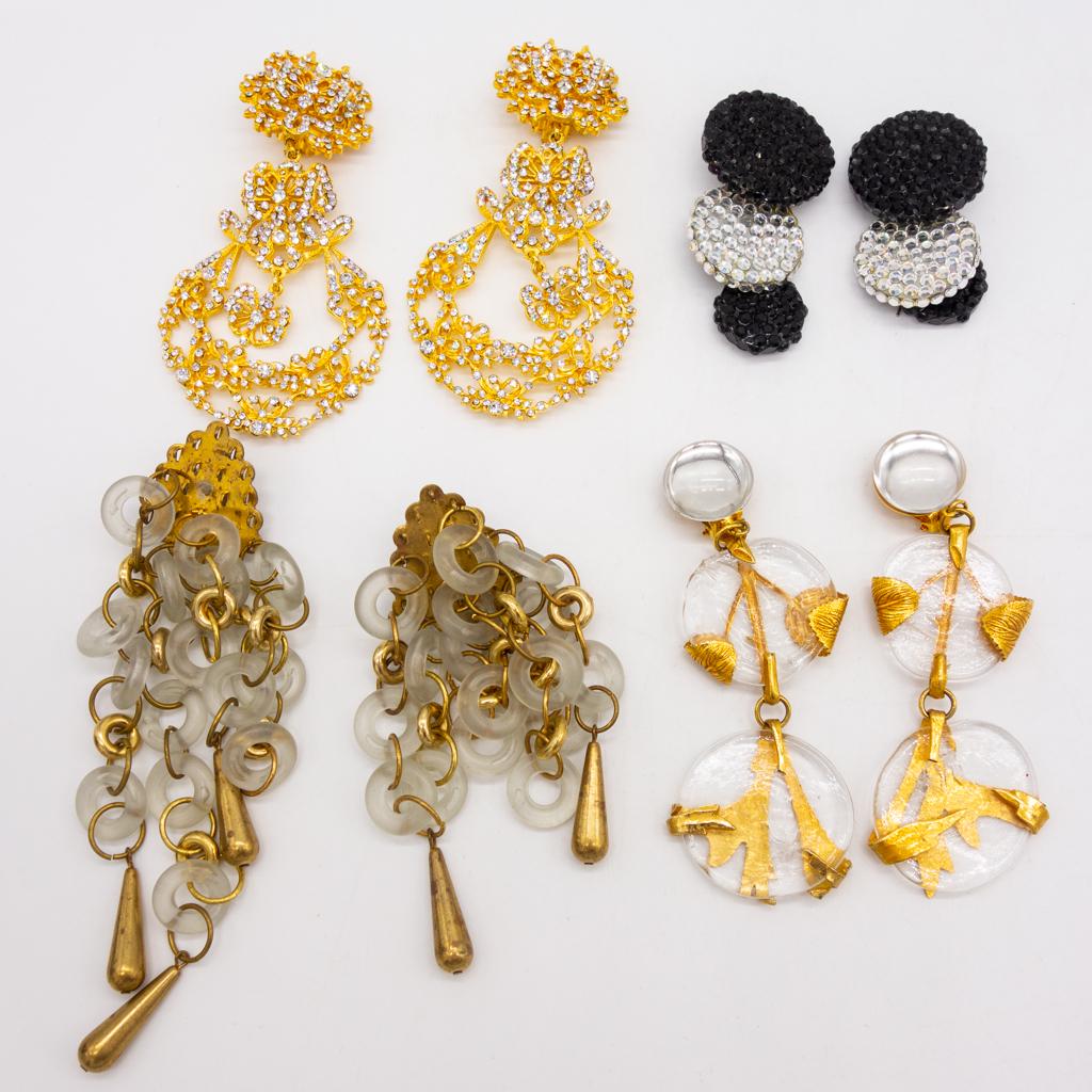 Lot 4 Pairs Dangle Earrings incl Philippe Ferrandis (1 of 2)