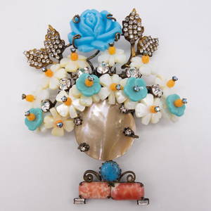 Vintage Lawrence VRBA Lg Runway Flower Basket Brooch