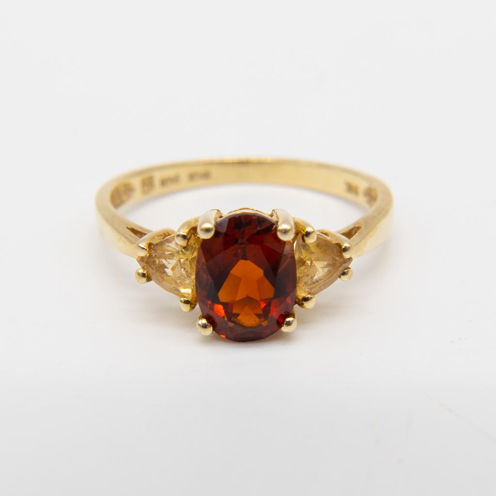 Vintage 14K Gold Garnet Citrine Ladies Ring Size 8.25 (1 of 5)