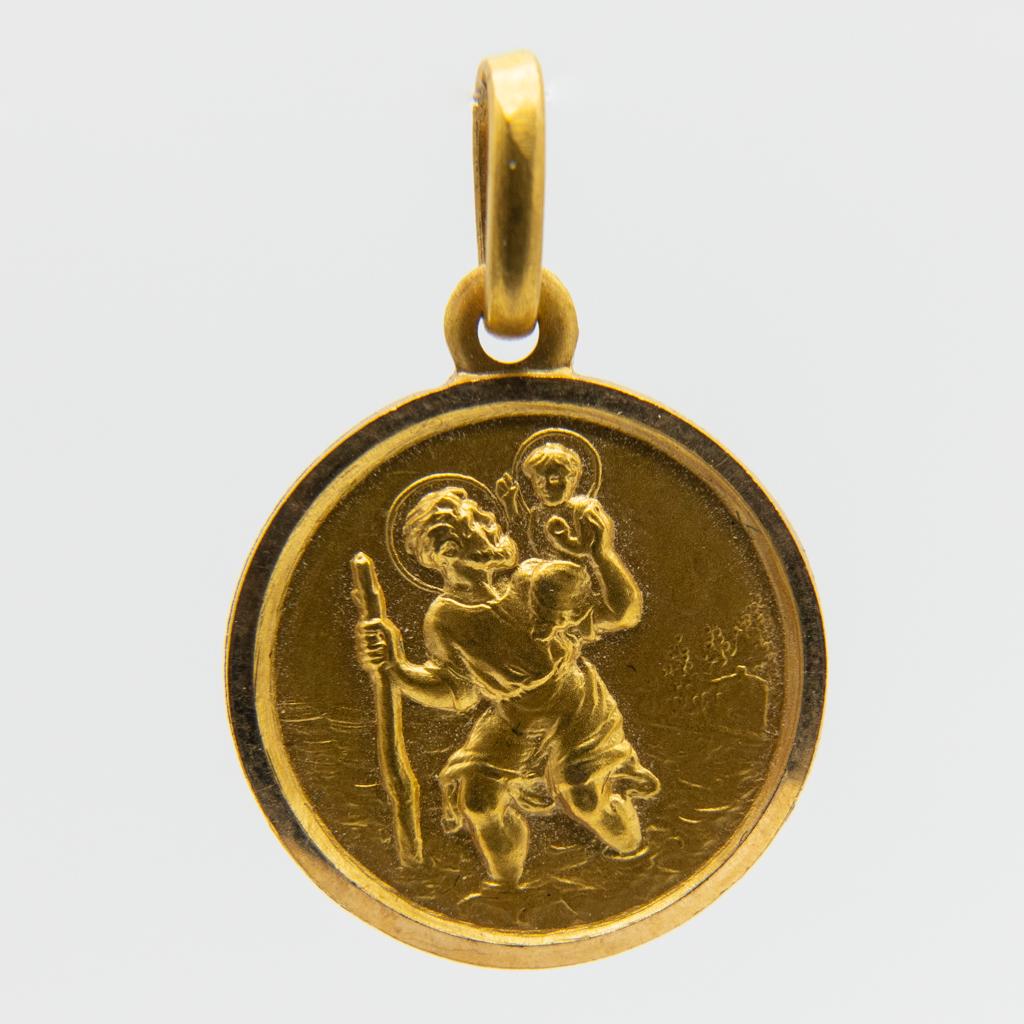 Mid Century 18K Designer Auto St. Christopher Medal (1 of 3)