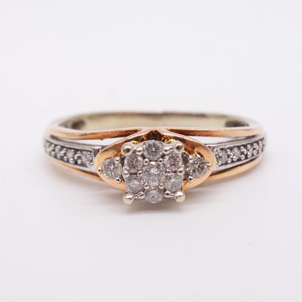 Vintage Solid Rose White Gold Diamond Sweetheart Ring (1 of 5)