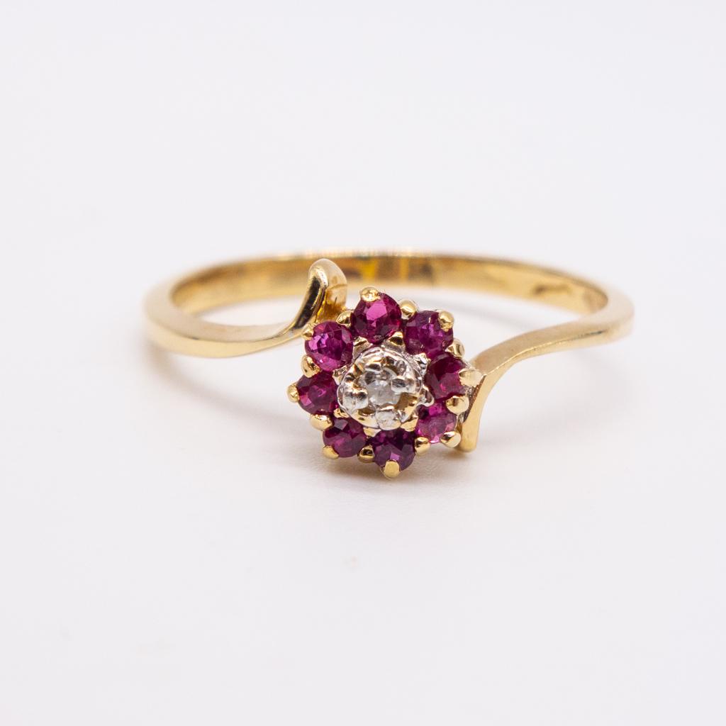 Vintage 14K Rose Gold Ruby Diamond Sweetheart Ring (1 of 5)