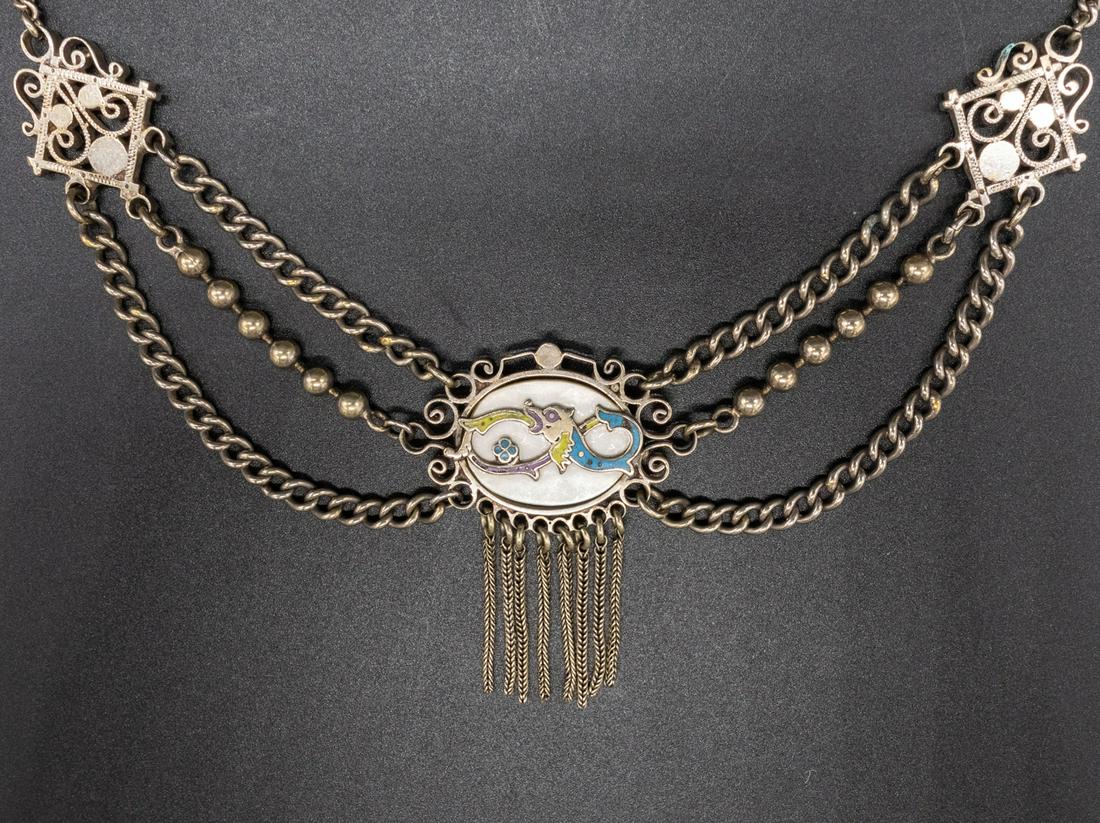 800 and German Silver Enamel Ouroboros Necklace (1 of 3)