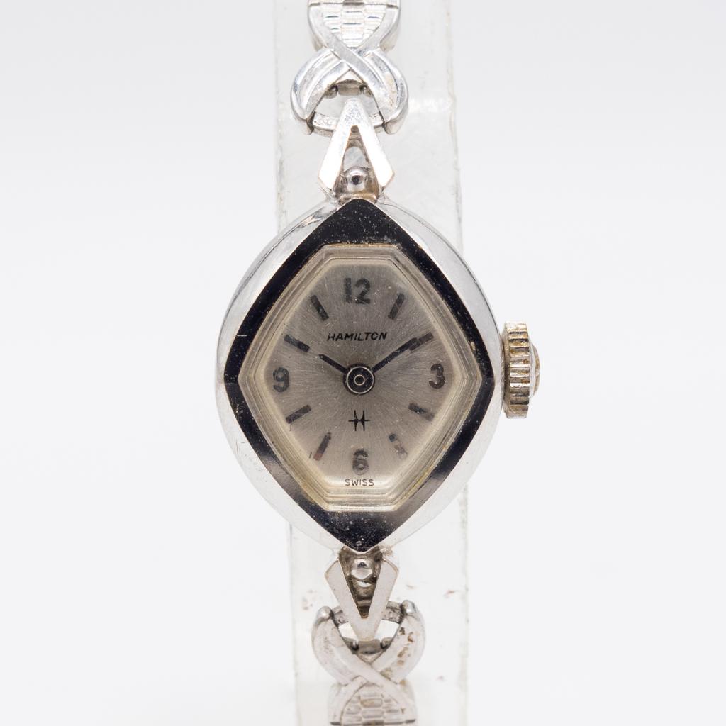 c1960 Hamilton 14K White Gold Ladies 17J Wristwatch (1 of 5)