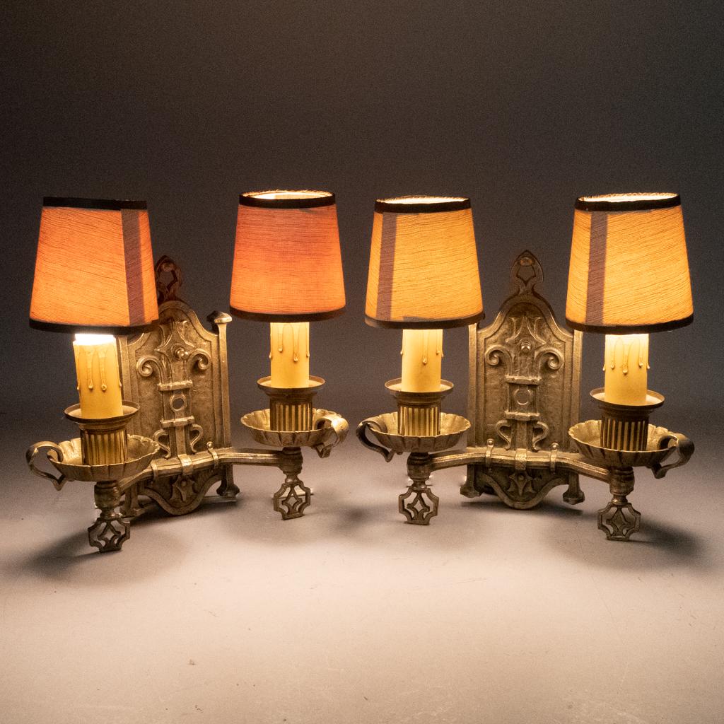 Bronze Double Electrified Candle Holder Light Sconces (1 of 6)