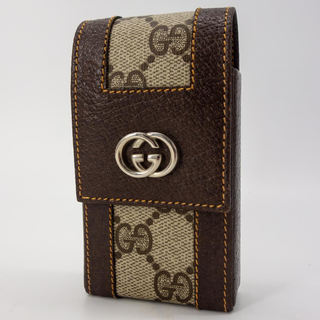 Designer Gucci Monogram Leather Case Ladies Flask (1 of 4)