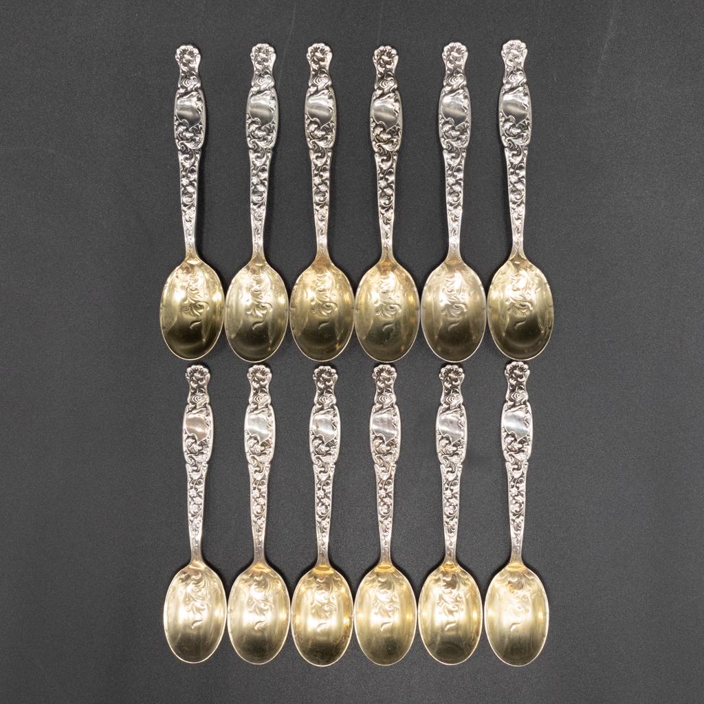 12 Parcel Gilt Sterling Silver Whiting Demitasse Spoons (1 of 4)