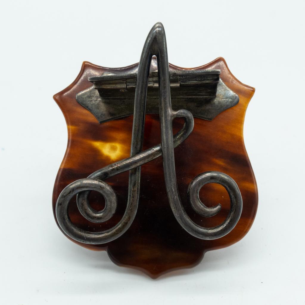 English Sterling Silver Faux Tortoise Shell "A" Holder (1 of 3)