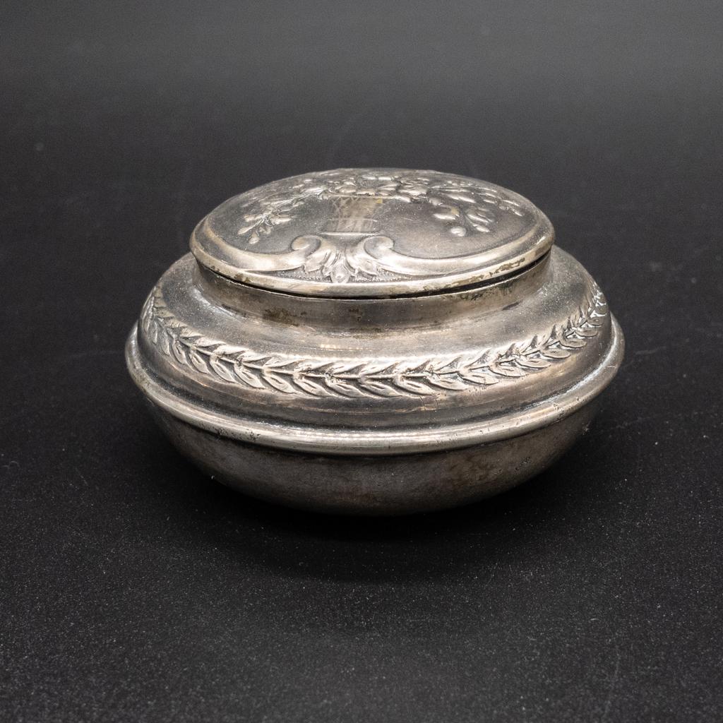 Art Deco German 800 Silver Pill Flower Basket Box (1 of 7)