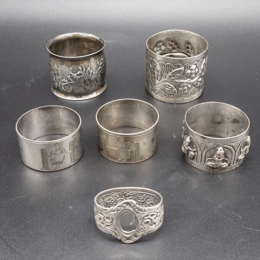 Antique Group Silver SP Napkin Rings incl Floral (1 of 2)