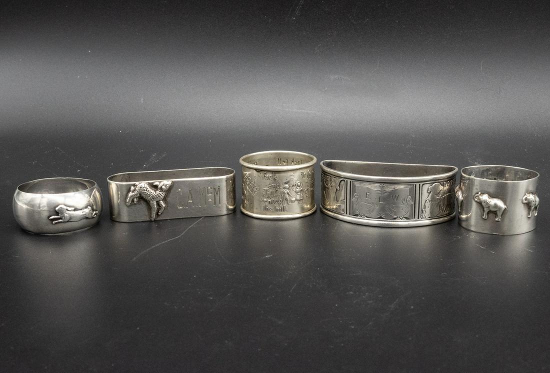 Antique Vintage 5 Sterling Silver Child's Napkin Rings (1 of 5)