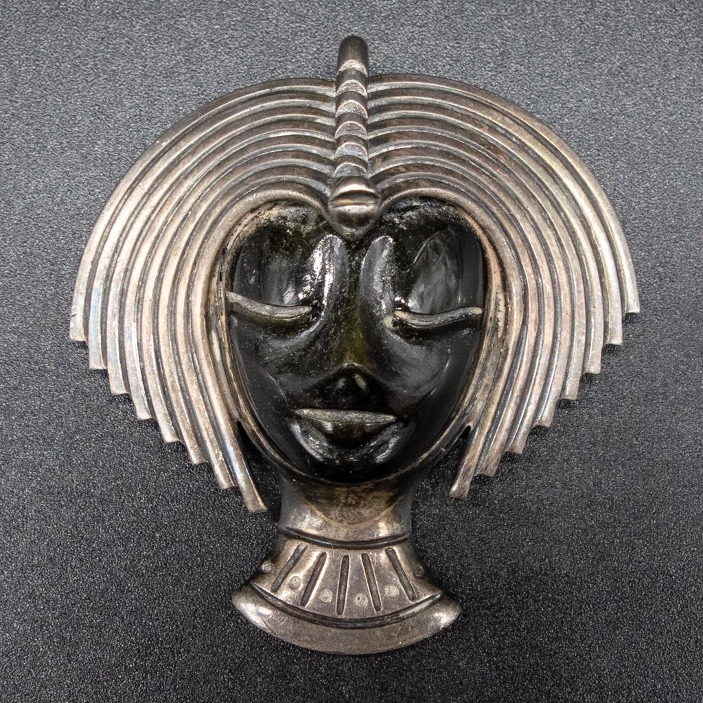 Designer Mexican Silver Obsidian Los Ballesteros Pin (1 of 4)