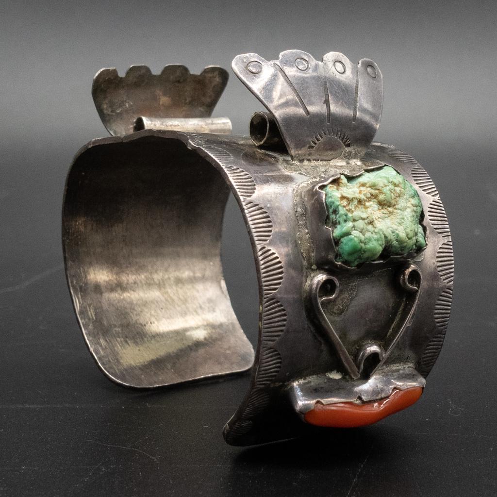 Navajo Pawn Sterling Silver Turquoise Wristwatch Cuff (1 of 5)